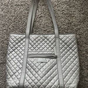 Vera Bradley Silver Quilted Tote Bag